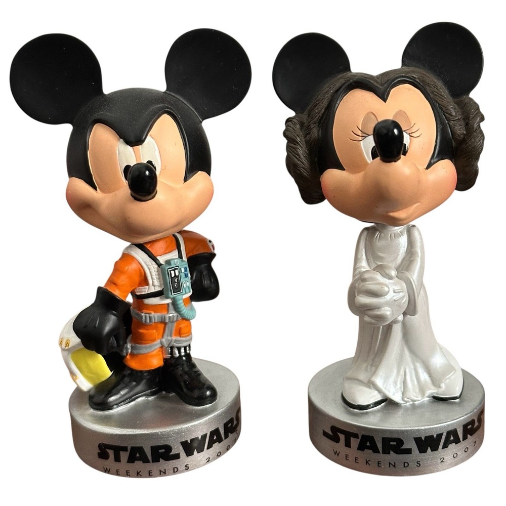 2007 Star Wars Mickey Minnie Mouse Princess Leia Skywalker Bobblehead‎ Figures